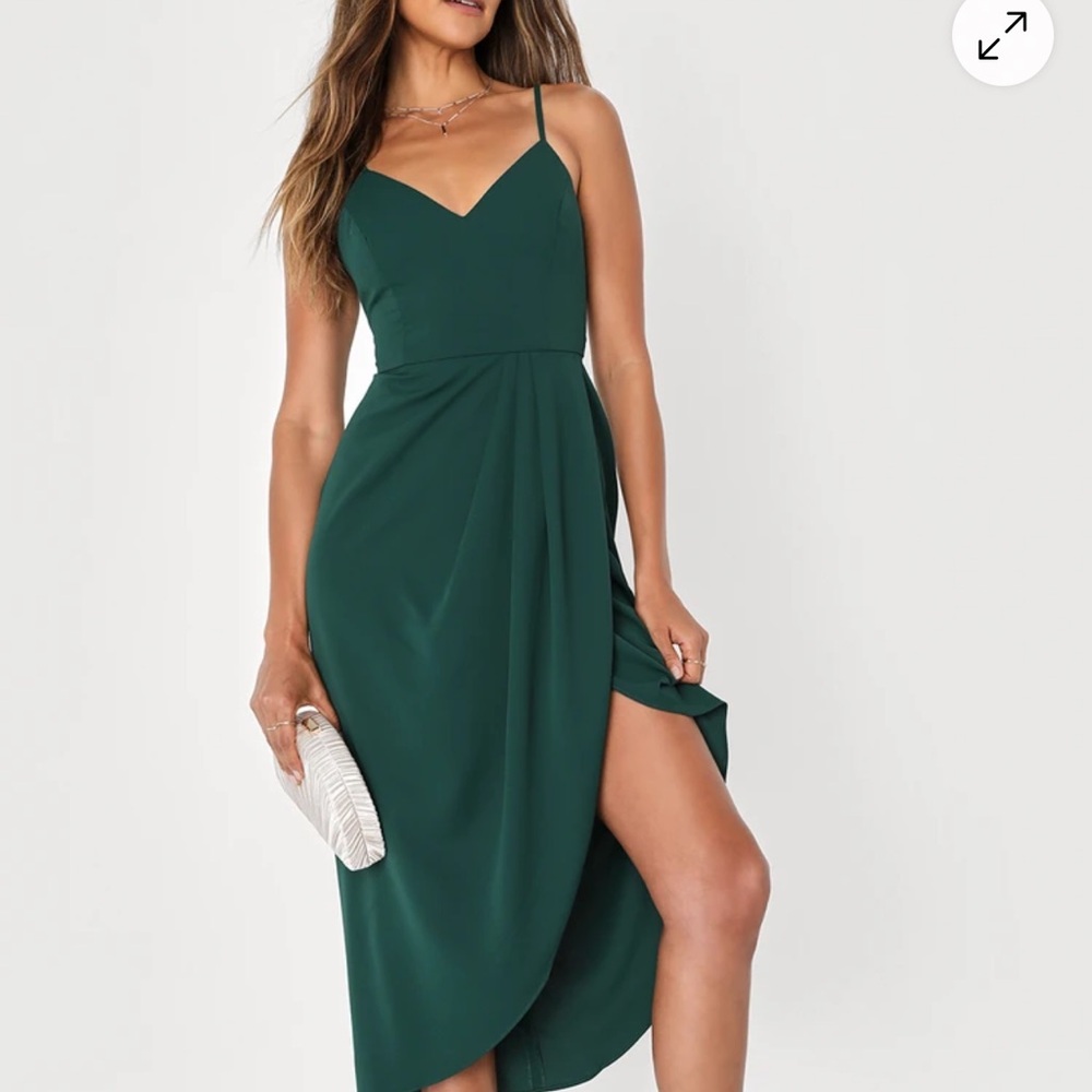 Lulu's Reinette Dark Green Midi Dress
